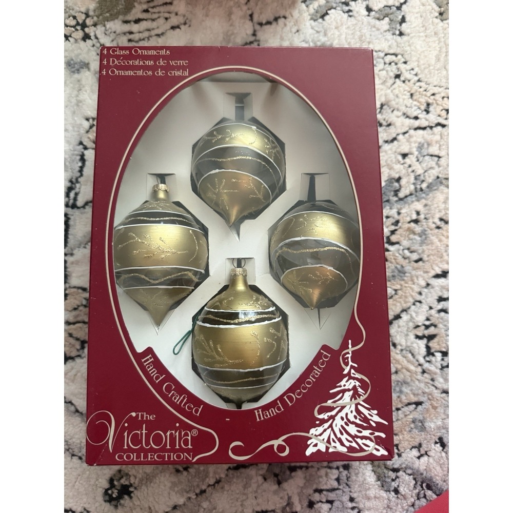 Christmas Classics Ornaments Elaborate Large Gold Glitter Designs Raunch